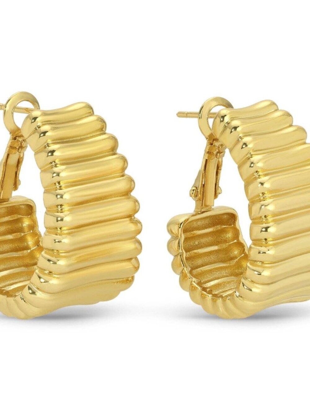 Bold Ripple Leverback Hoops - Picture 1 of 2